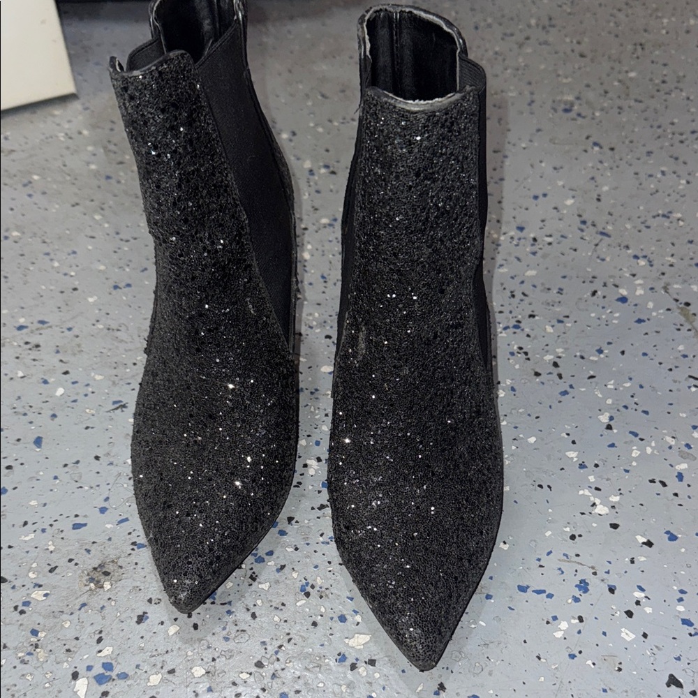 Zara Sparkling Black Ankle Booties